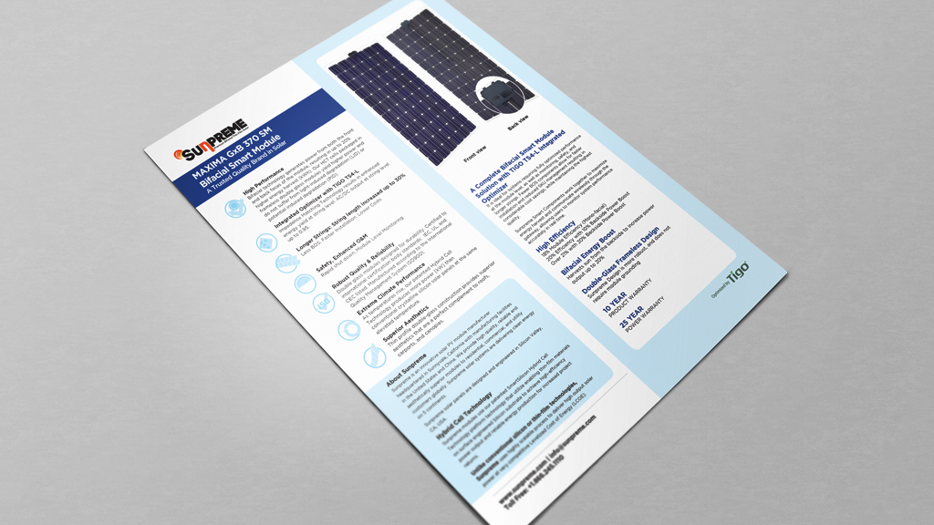 Print Design | Sunpreme Datasheet Front